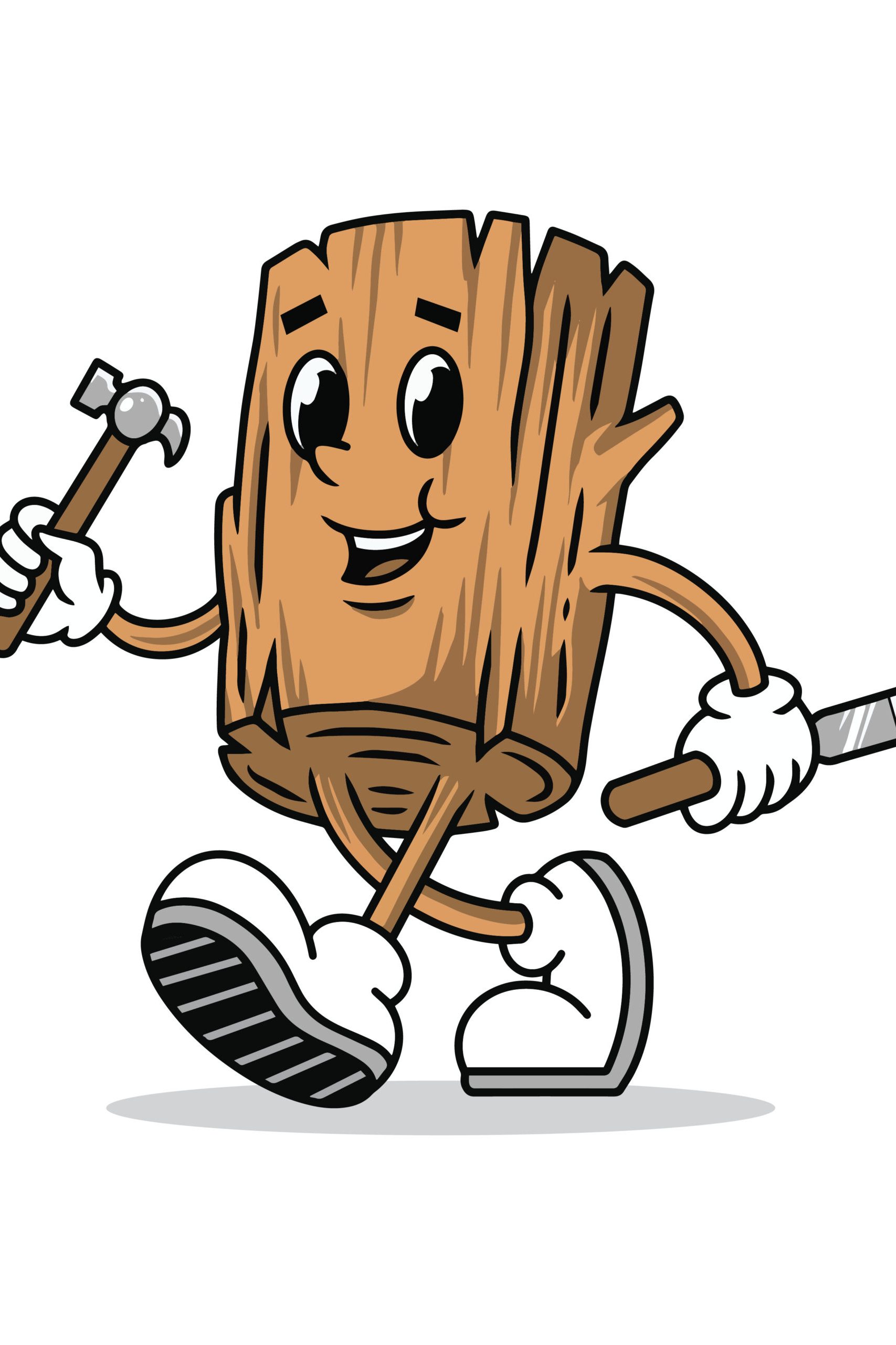 Cute wood mascot vector